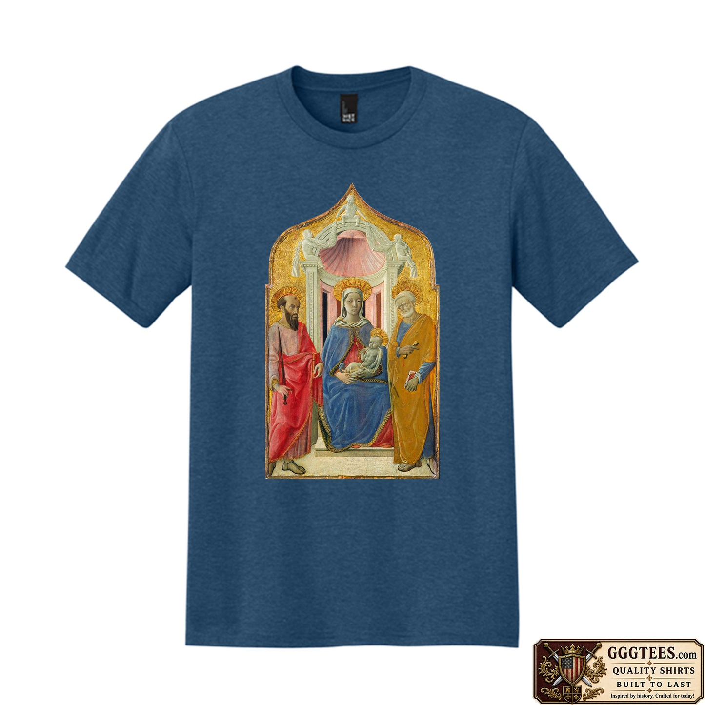 Madonna and Child with Saints John the Baptist and Peter by Bicci di Lorenzo Tri-Blend Shirt