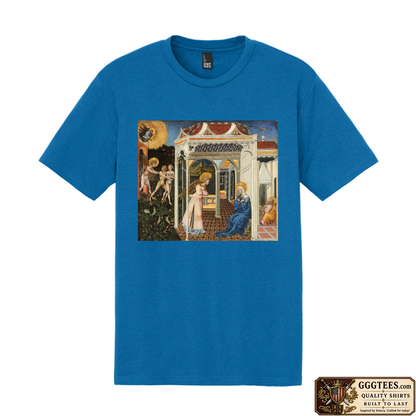 The Annunciation and Expulsion from Paradise by Giovanni di Paolo Tri-Blend Shirt