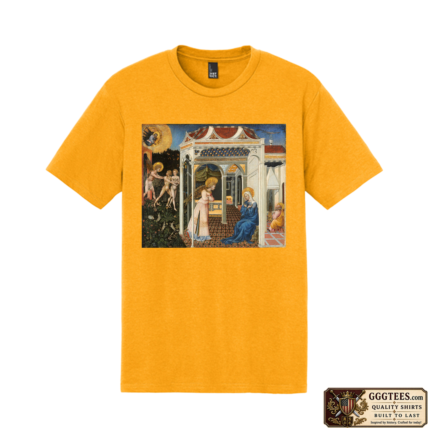 The Annunciation and Expulsion from Paradise by Giovanni di Paolo Tri-Blend Shirt