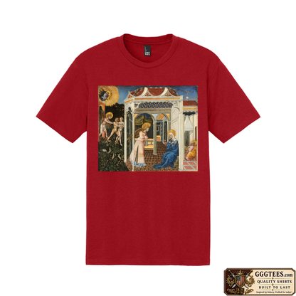 The Annunciation and Expulsion from Paradise by Giovanni di Paolo Tri-Blend Shirt