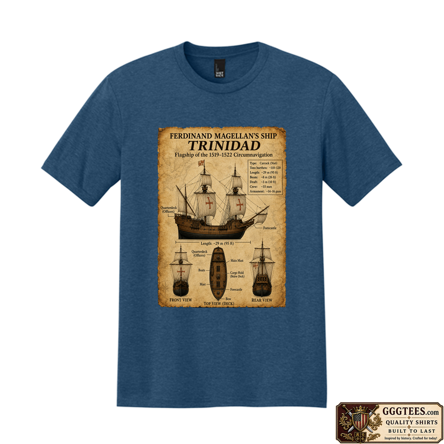 Ferdinand Magellan's Ship Tri-Blend Shirt
