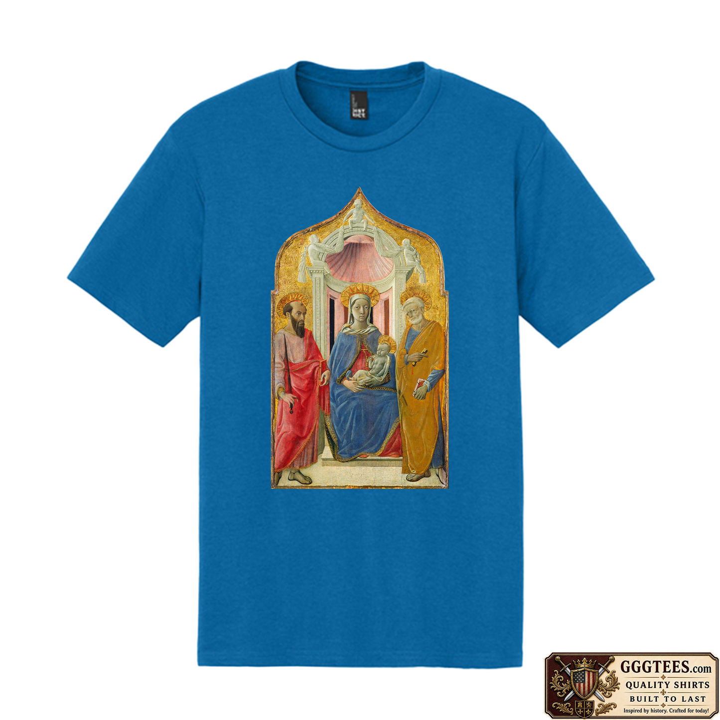 Madonna and Child with Saints John the Baptist and Peter by Bicci di Lorenzo Tri-Blend Shirt