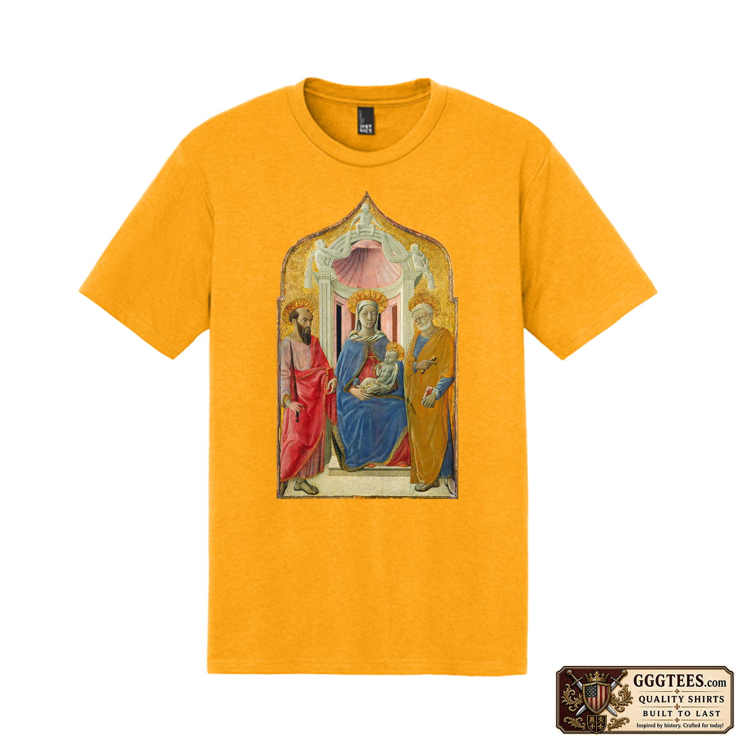 Madonna and Child with Saints John the Baptist and Peter by Bicci di Lorenzo Tri-Blend Shirt