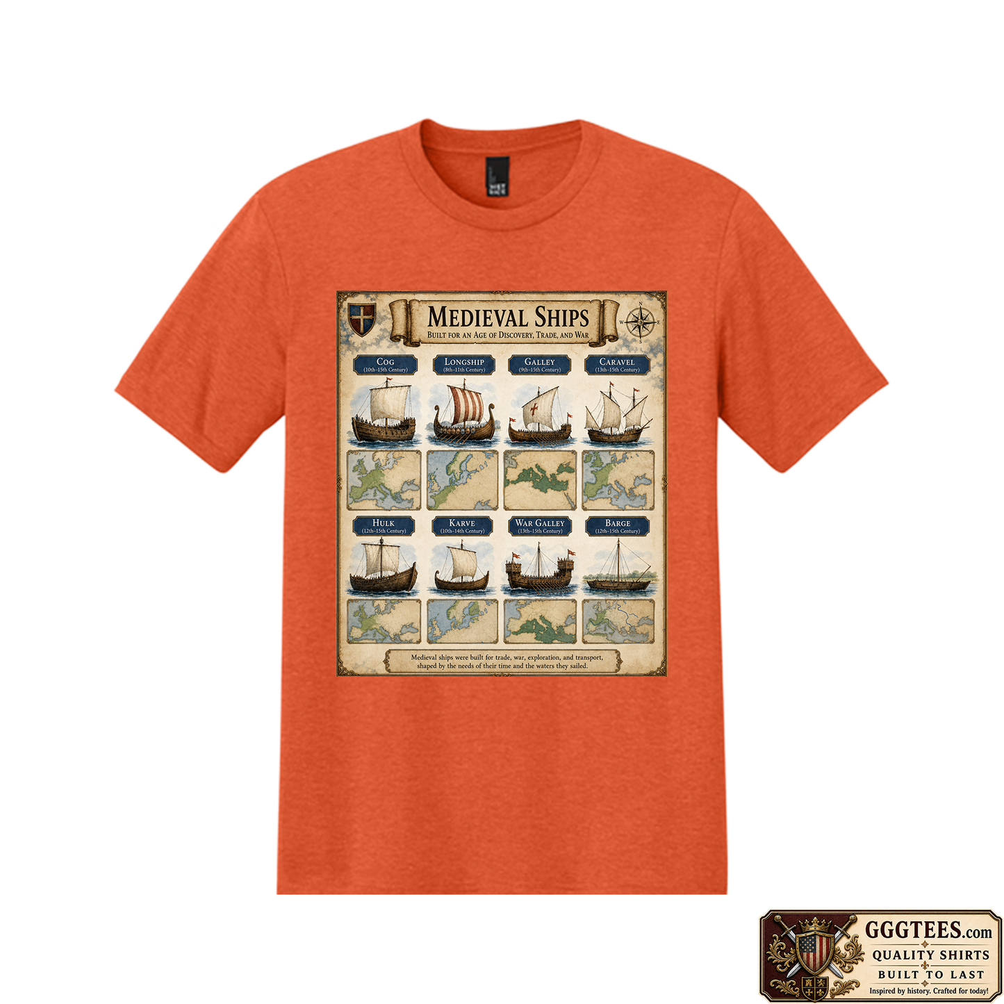 Medieval Ship Chart Tri-Blend Shirt